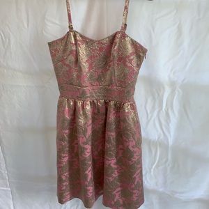 Laundry by Shelli Segal Pink/Gold Brocade Dress